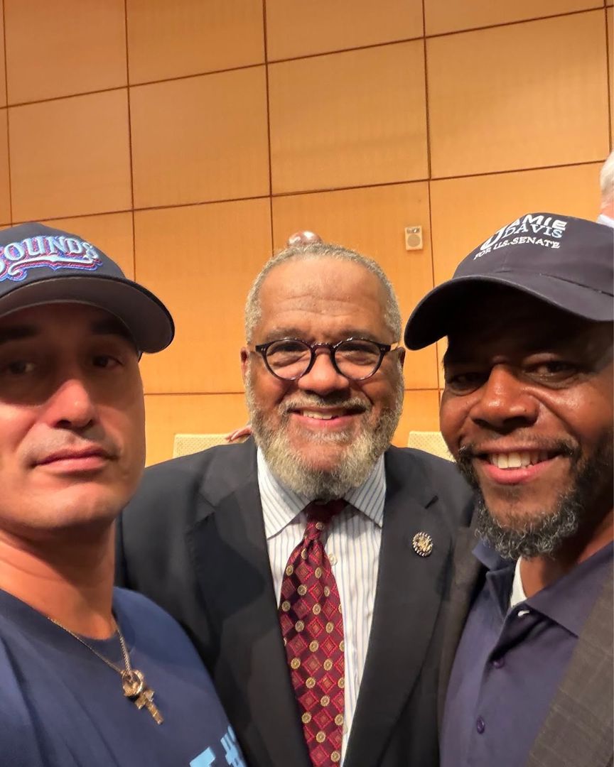 Jamie Davis with a Louisiana official and a supporter
